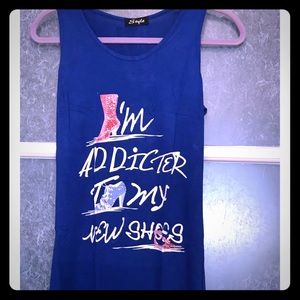 🛍SALE🛍Blue Tank Top I’m Addicted to my New Shoes